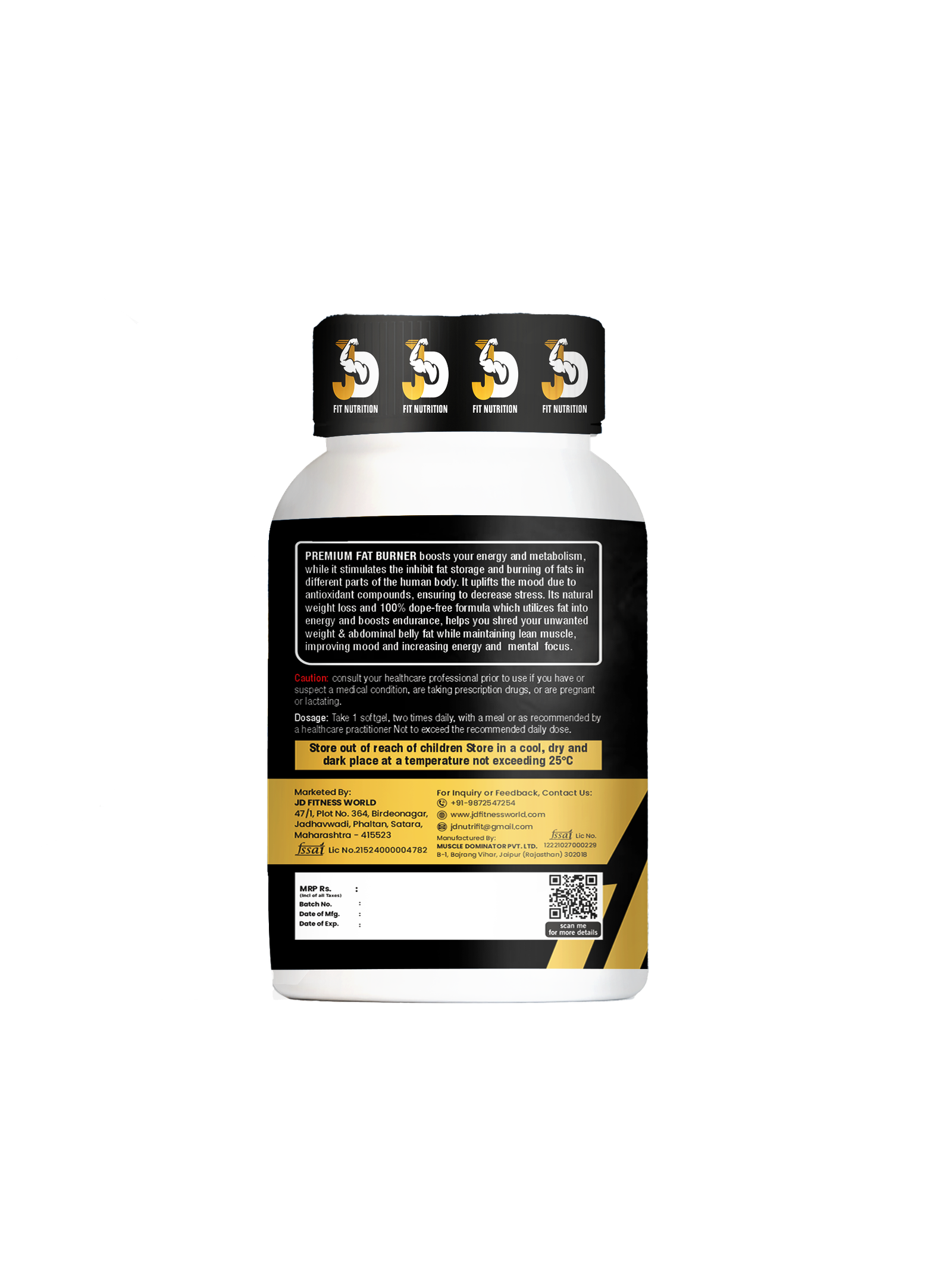 JD Premium Fat-Burner 60 Softgels - 1000mg - Image 3