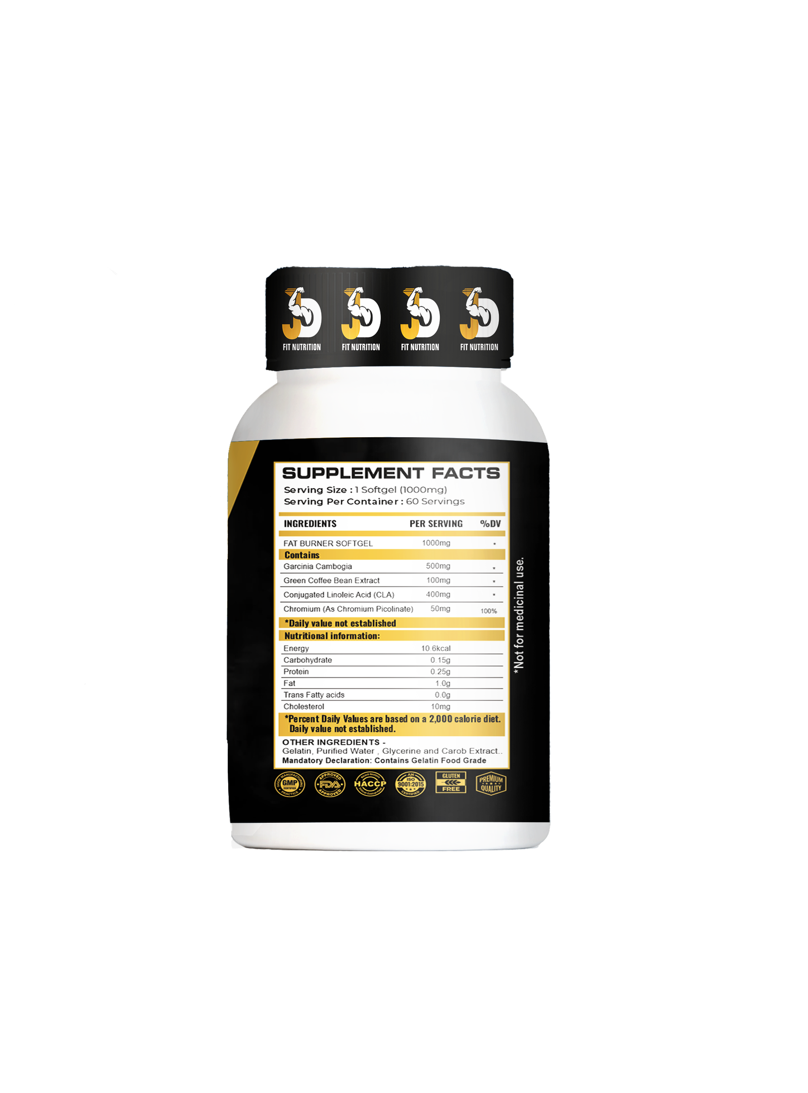 JD Premium Fat-Burner 60 Softgels - 1000mg - Image 2